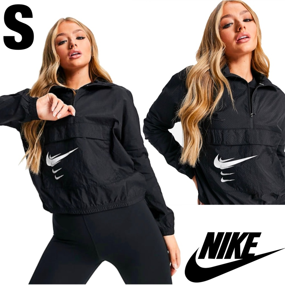 EUC worn1x, Nike Women's Swoosh Half Zip Black/Silver Light Running Jacket SMALL